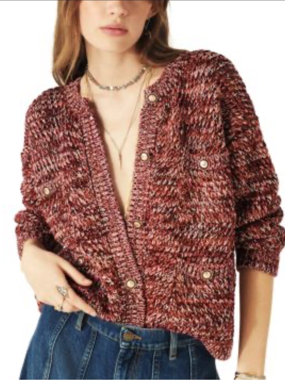 NWT Ba&sh Bran Metallic Accent Cardigan Size Large